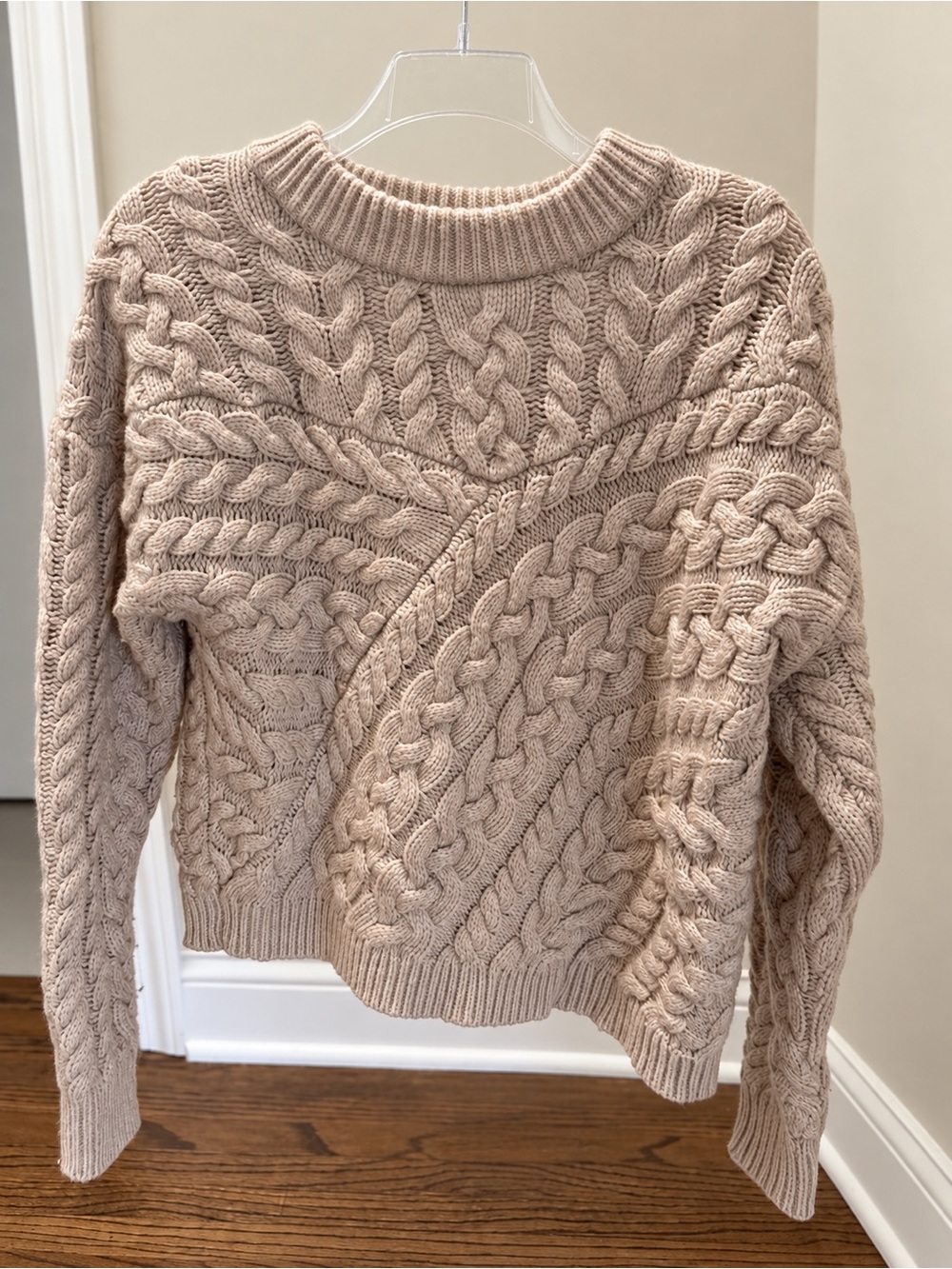 J.Crew Beige Cable Knit Crewneck Sweater Size Small